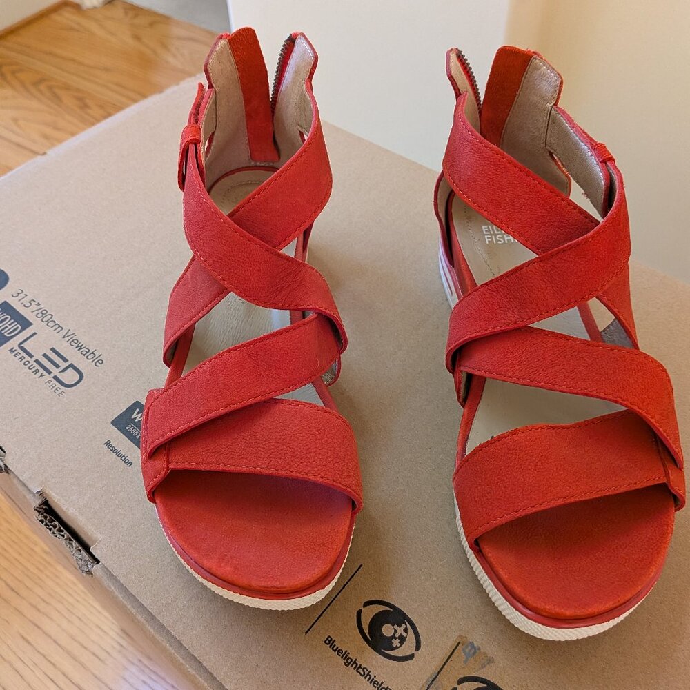 Super Cool Eileen Fisher Red Nubuck Sneaker Sandal